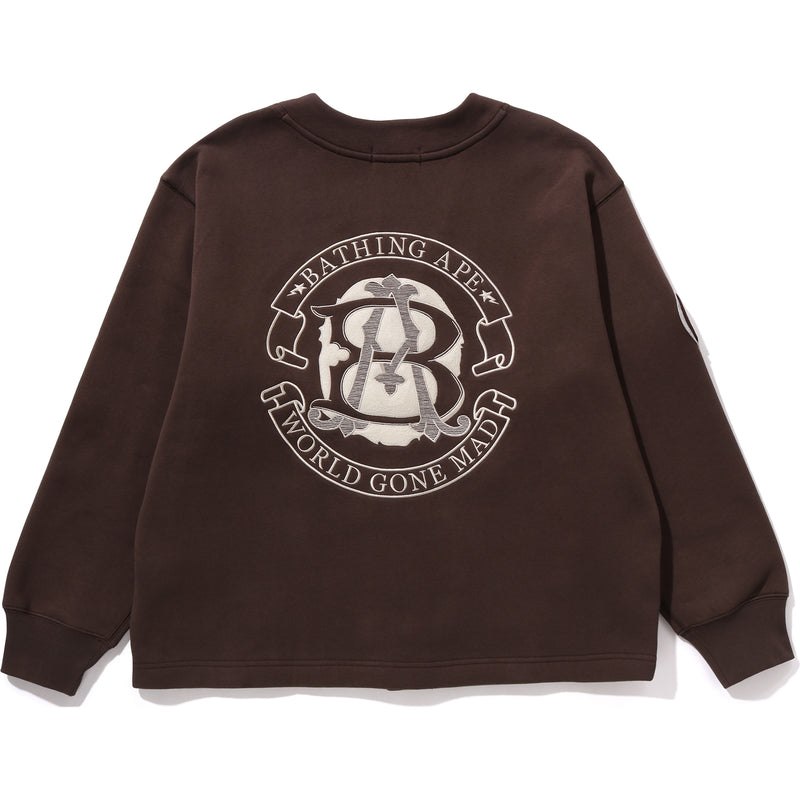 Men Bape College Badges Sweat Cardigan Sweatshirts Brown USA | VH6526256