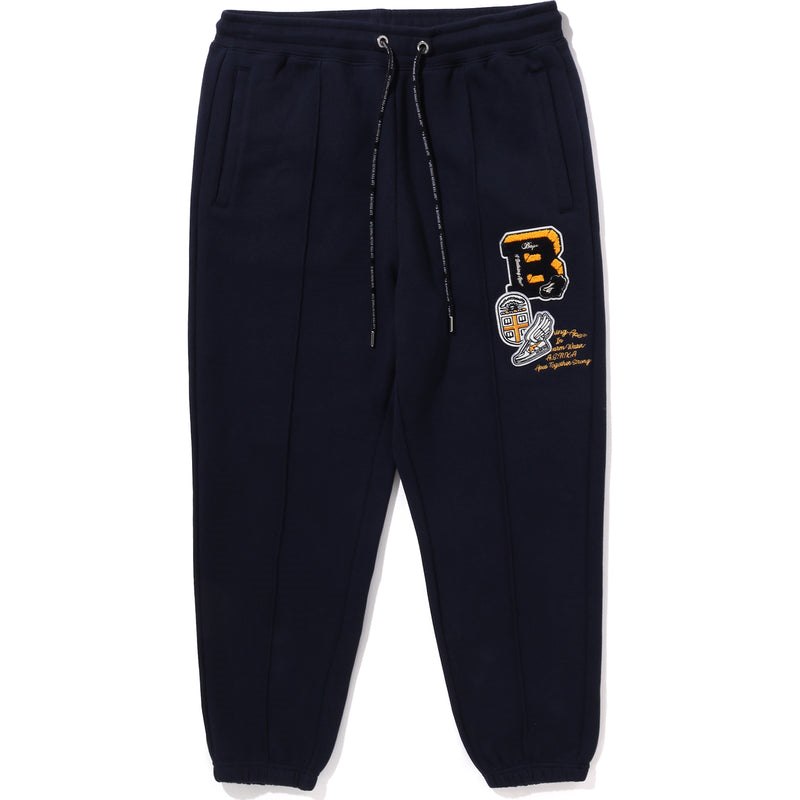 Men Bape College Badges Sweatpants Pants Navy USA | FV9673863