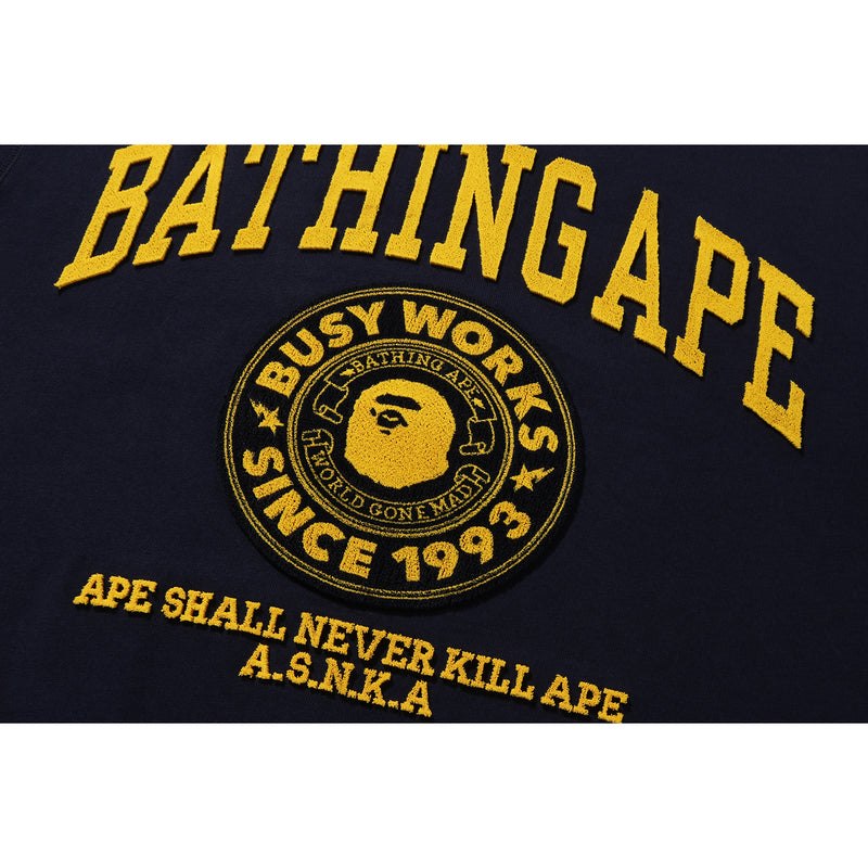 Men Bape College Graphic Crewneck Sweatshirts Navy USA | JT1236626