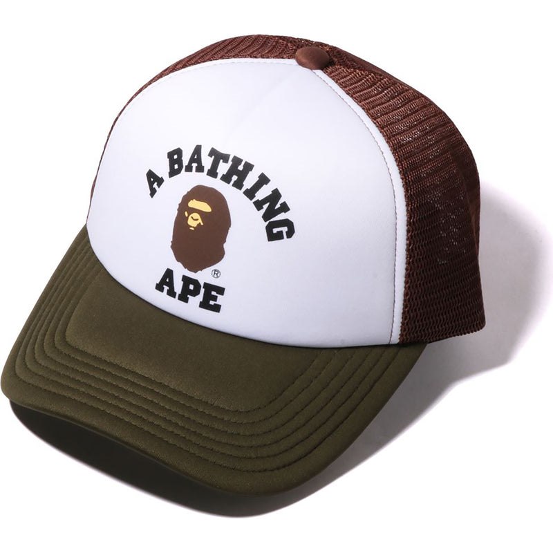 Men Bape College Mesh Cap Caps Olive Drab USA | LN8959299