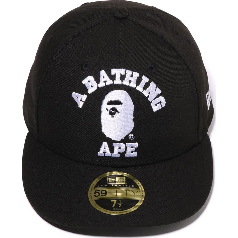 Men Bape College New Era 59fifty Low Profile Cap Caps Black USA | LE0235525