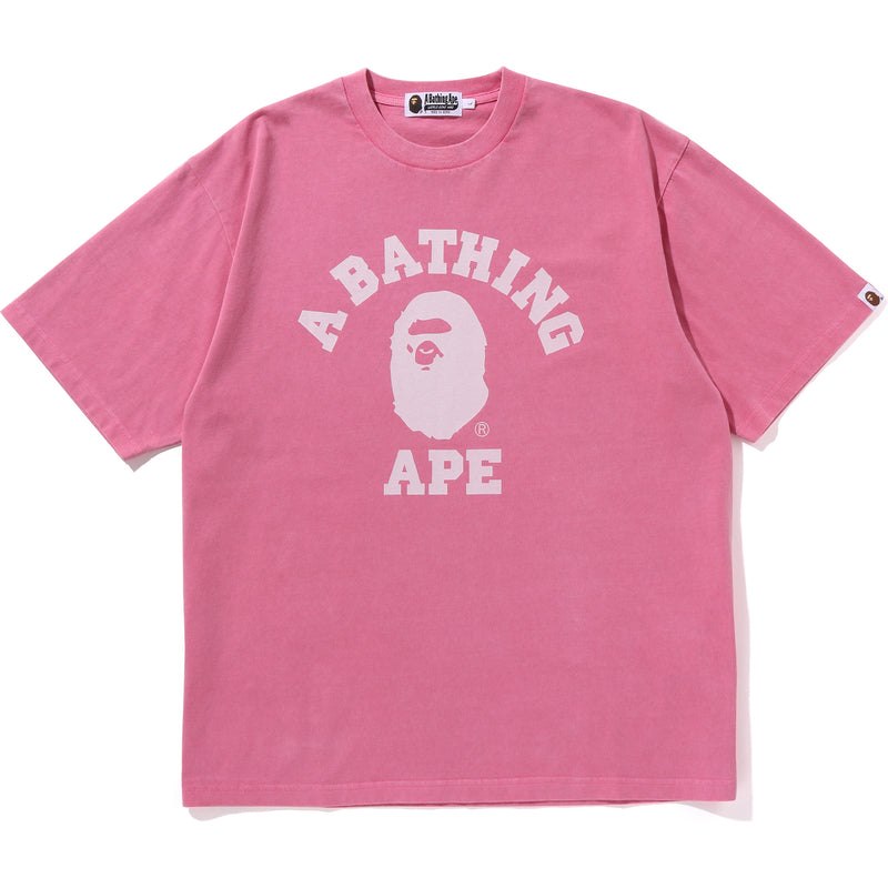 Men Bape College Overdye Tee Relaxed Fit Cut And Sewn Pink USA | JA7483843