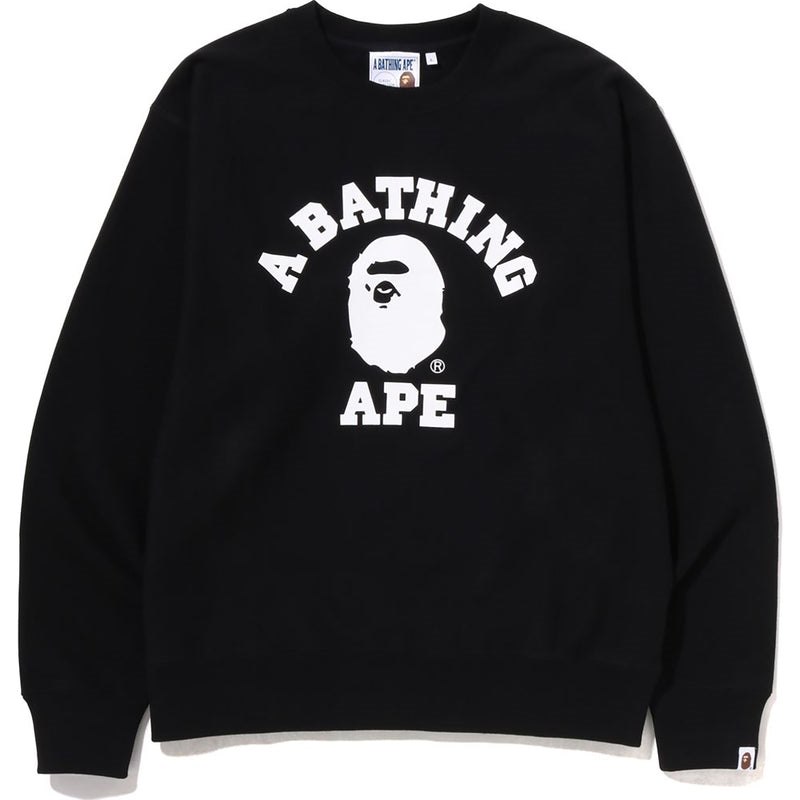 Men Bape College Relaxed Fit Crewneck Sweatshirts Black USA | HT3074004