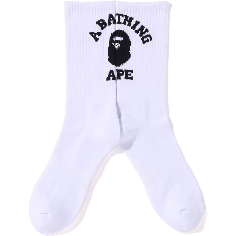 Men Bape College Socks Socks White USA | BQ8910490