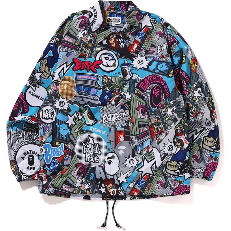 Men Bape Comic Art Coach Jacket Jackets Multicolor USA | MH2071501