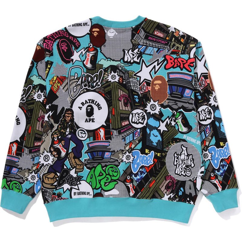 Men Bape Comic Art Crewneck Sweatshirts Multicolor USA | MR3043603