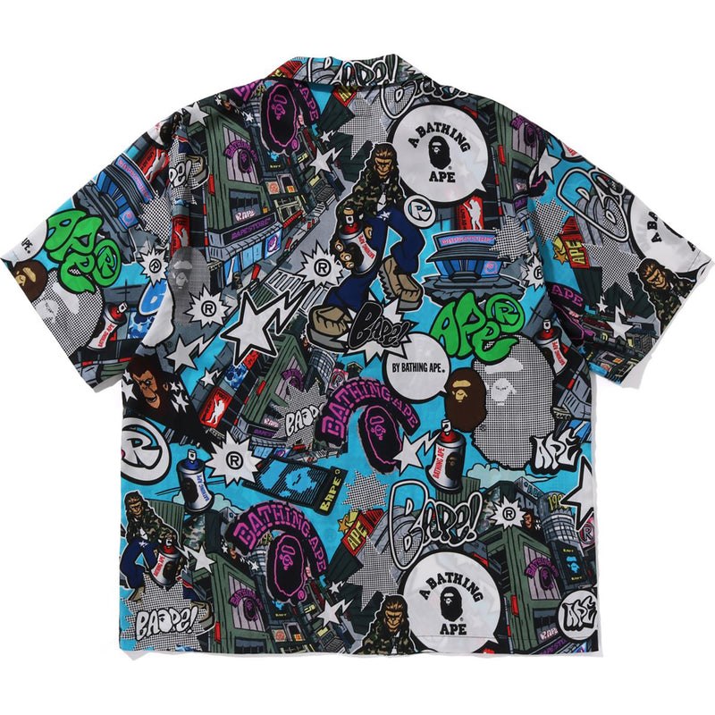 Men Bape Comic Art Open Collar S/S Shirt Shirts Multicolor USA | SH4482342