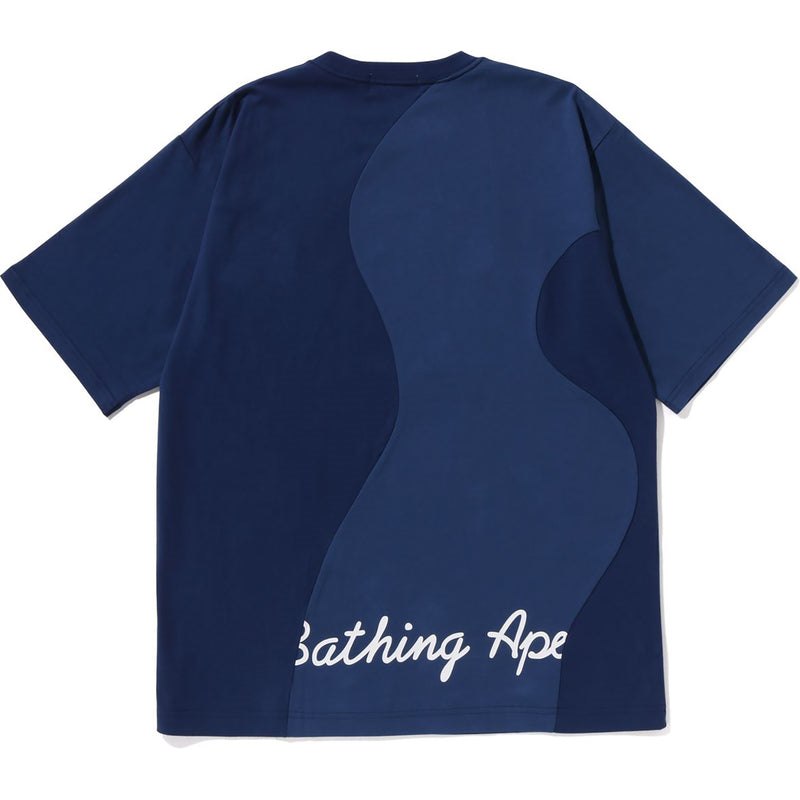 Men Bape Cutting College Relaxed Fit Tee Cut And Sewn Navy USA | FJ4129819