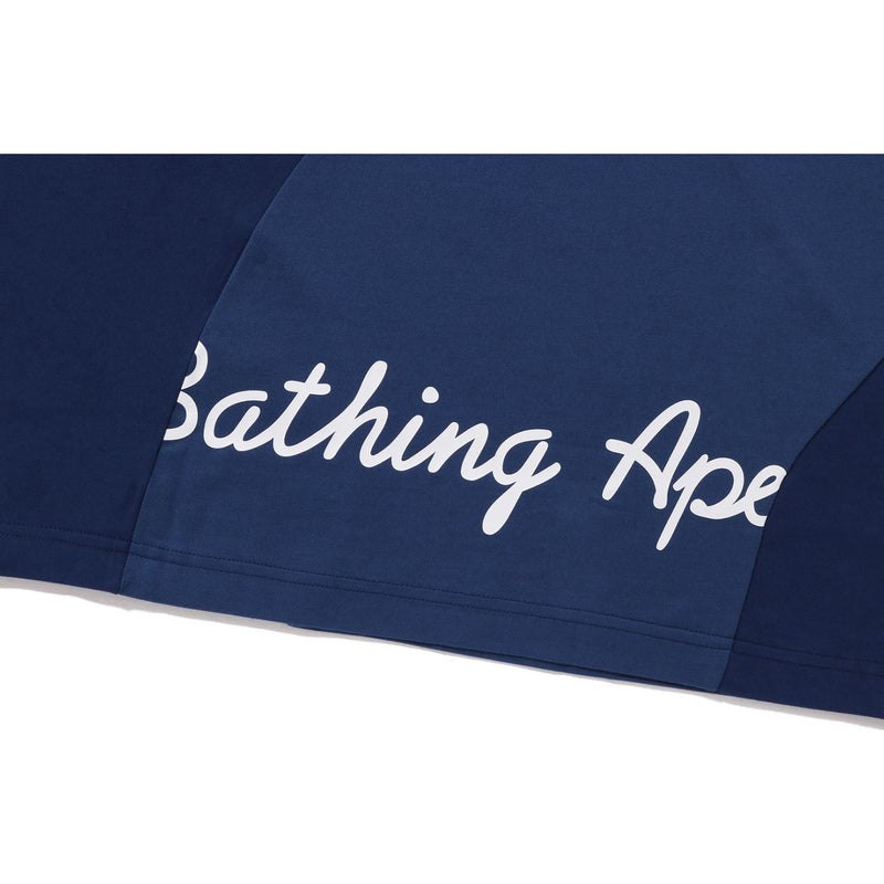 Men Bape Cutting College Relaxed Fit Tee Cut And Sewn Navy USA | FJ4129819