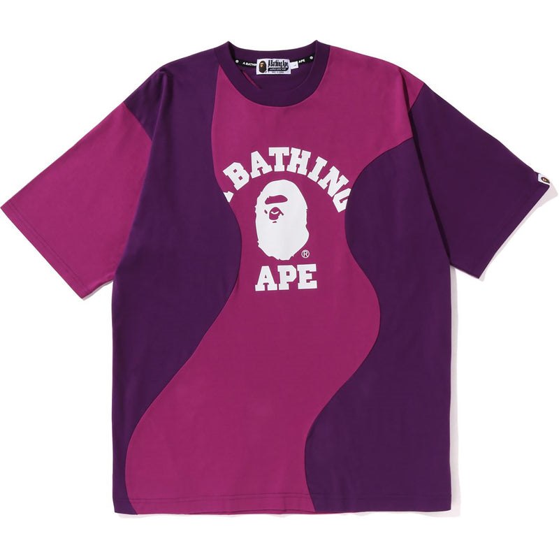 Men Bape Cutting College Relaxed Fit Tee Cut And Sewn Purple USA | YA3091801