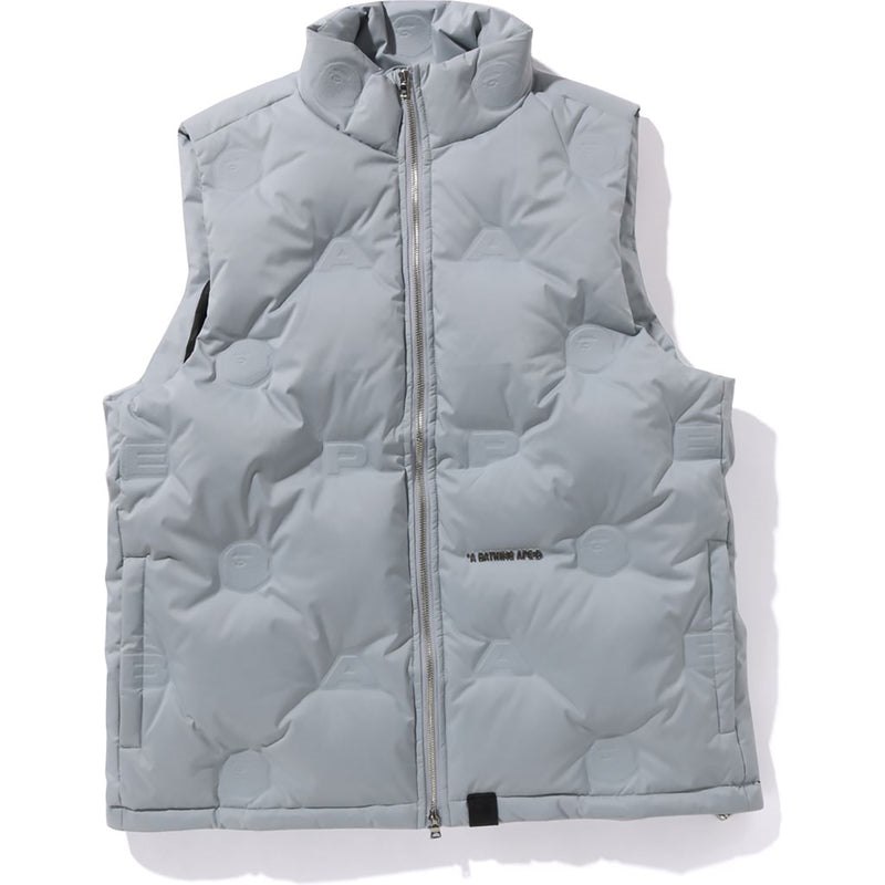 Men Bape Debossed Monogram Puffer Down Vest Jackets Grey USA | PN8031901