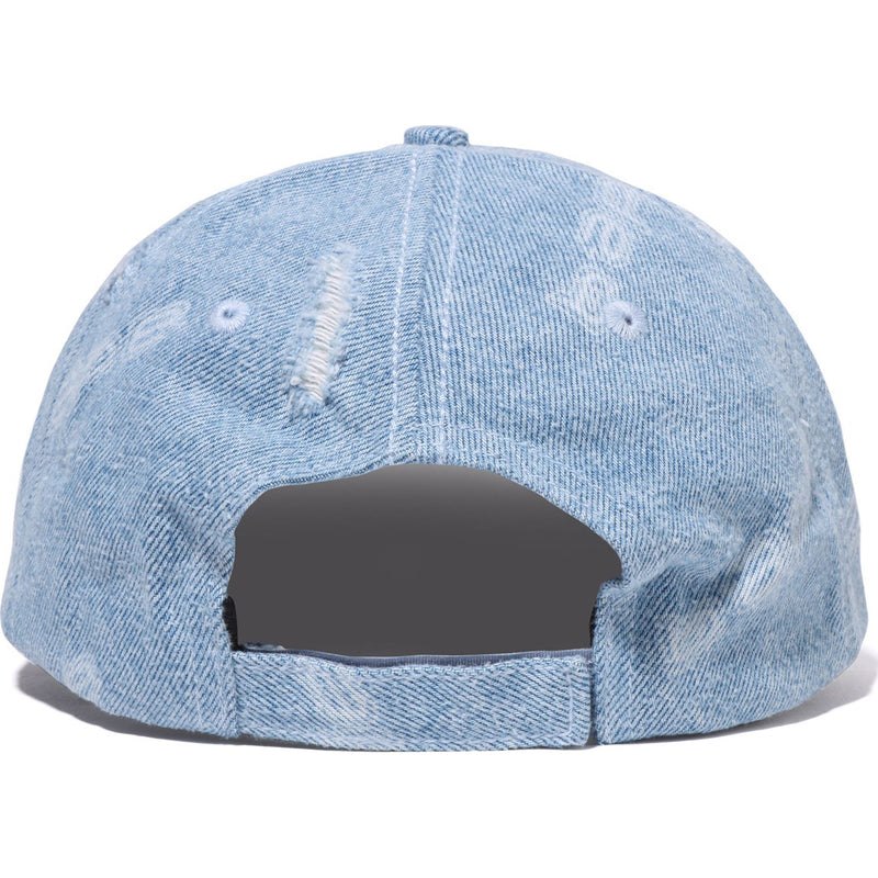 Men Bape Denim Distressed Logo Cap Caps Light Indigo USA | BL0376536