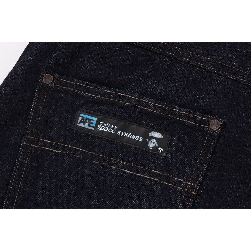 Men Bape Double Knee Loose Fit Denim Pants Pants Indigo USA | ZS2145415