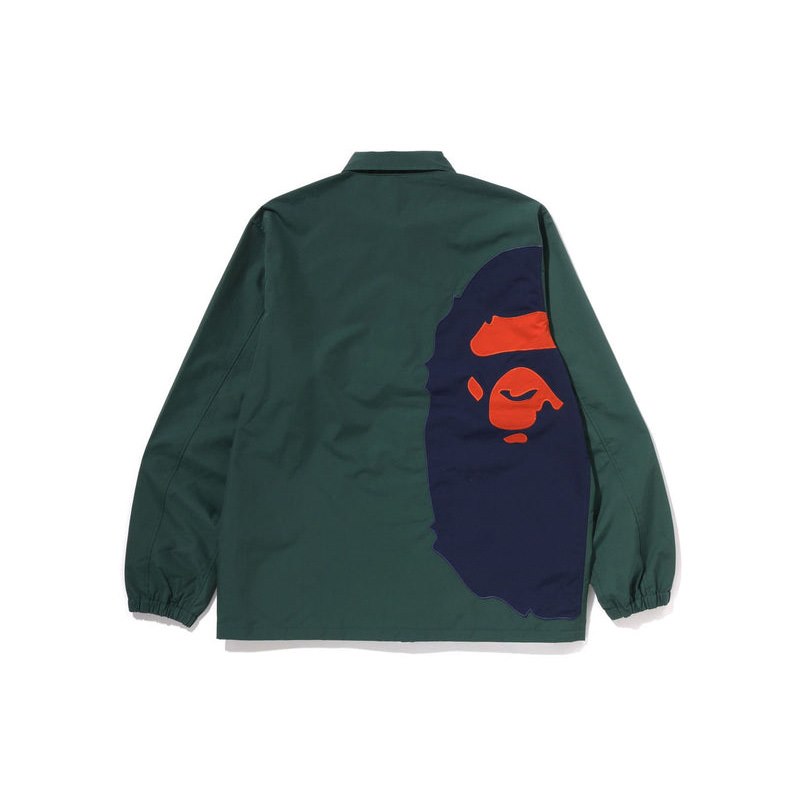 Men Bape Giant Ape Head Coach Jacket Jackets Green USA | TB7607067