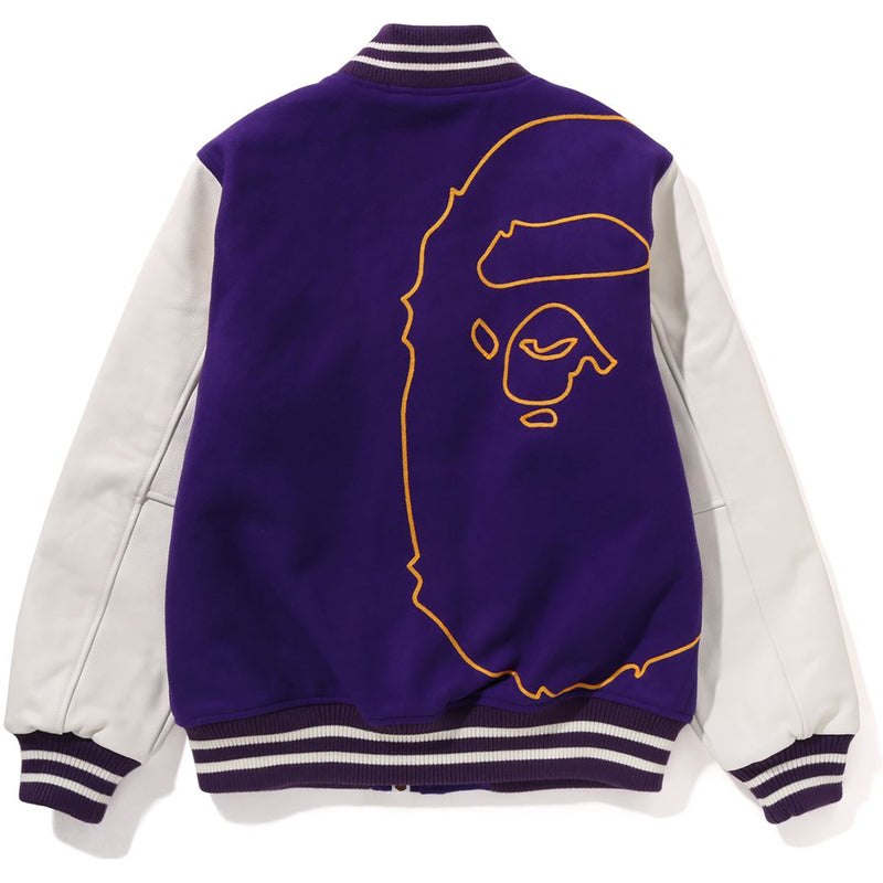 Men Bape Giant Ape Head Varsity Jacket Jackets Purple USA | NB4202722