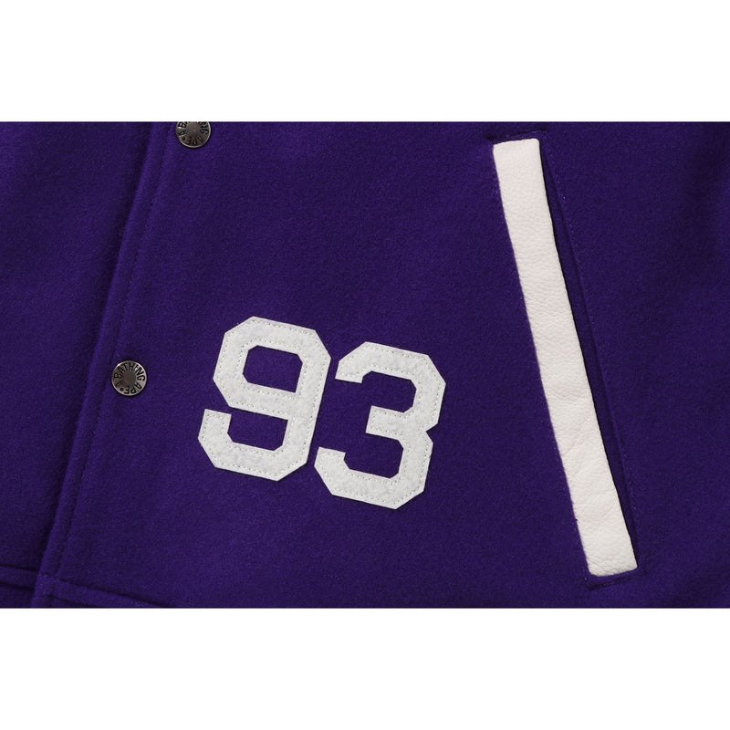 Men Bape Giant Ape Head Varsity Jacket Jackets Purple USA | NB4202722