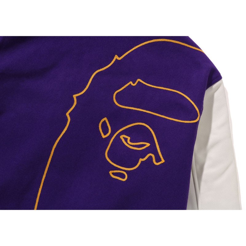 Men Bape Giant Ape Head Varsity Jacket Jackets Purple USA | NB4202722