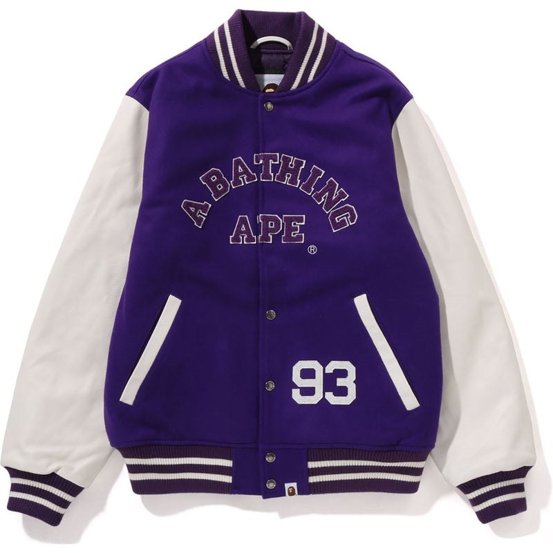 Men Bape Giant Ape Head Varsity Jacket Jackets Purple USA | NB4202722