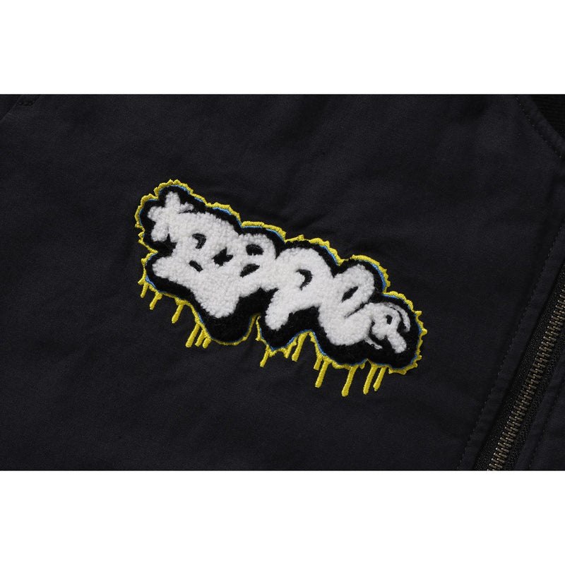 Men Bape Graffiti Bomber Jacket Relaxed Fit Jackets Black USA | EF1934194