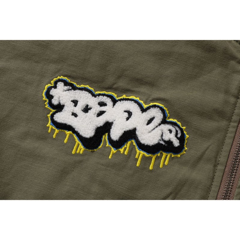 Men Bape Graffiti Bomber Jacket Relaxed Fit Jackets Olivedrab USA | GP5326136