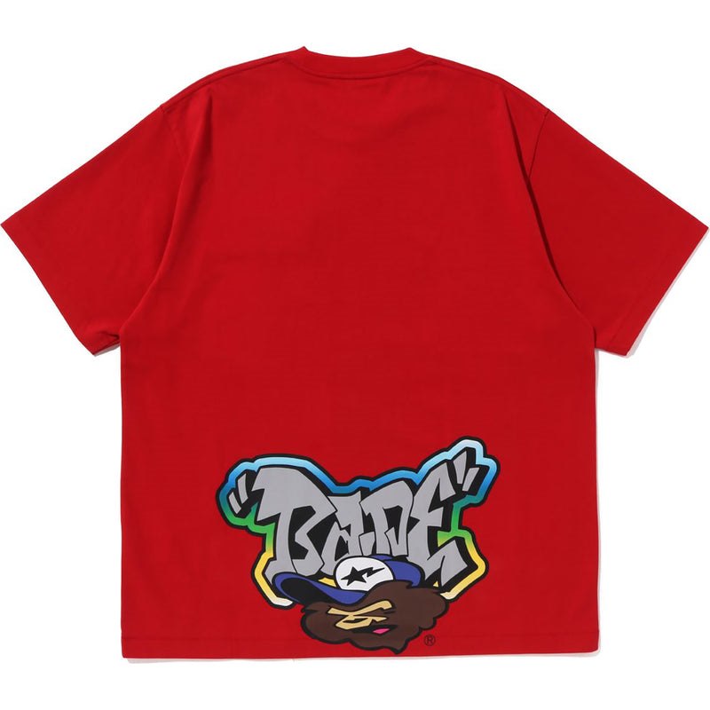 Men Bape Graffiti Brush Applique Tee Cut And Sewn Red USA | FJ2669769