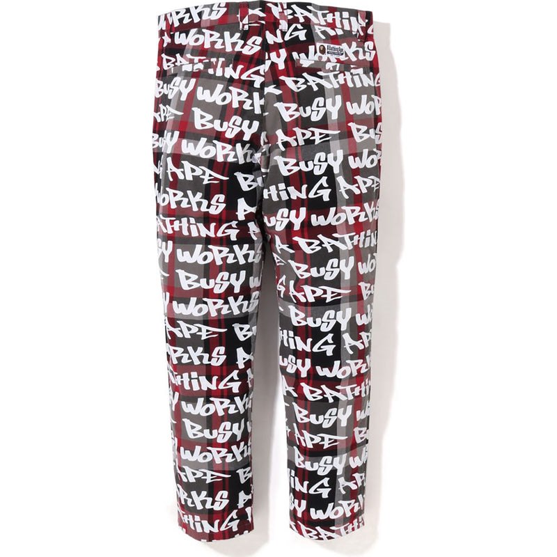 Men Bape Graffiti Check One Point Relaxed Fit Pants Pants Black USA | GV5666166