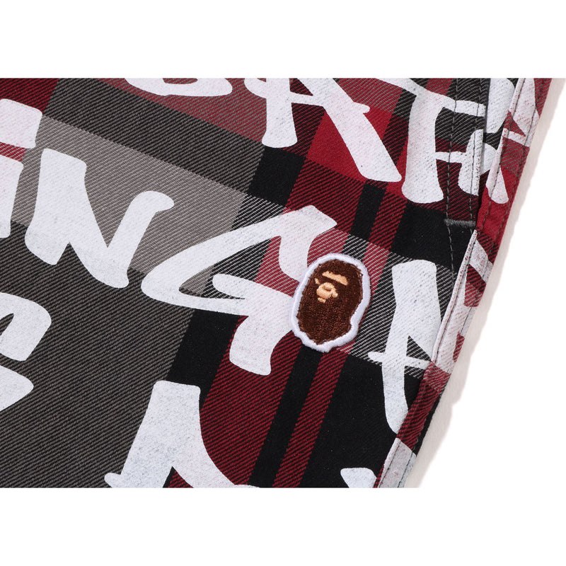 Men Bape Graffiti Check One Point Relaxed Fit Pants Pants Black USA | GV5666166