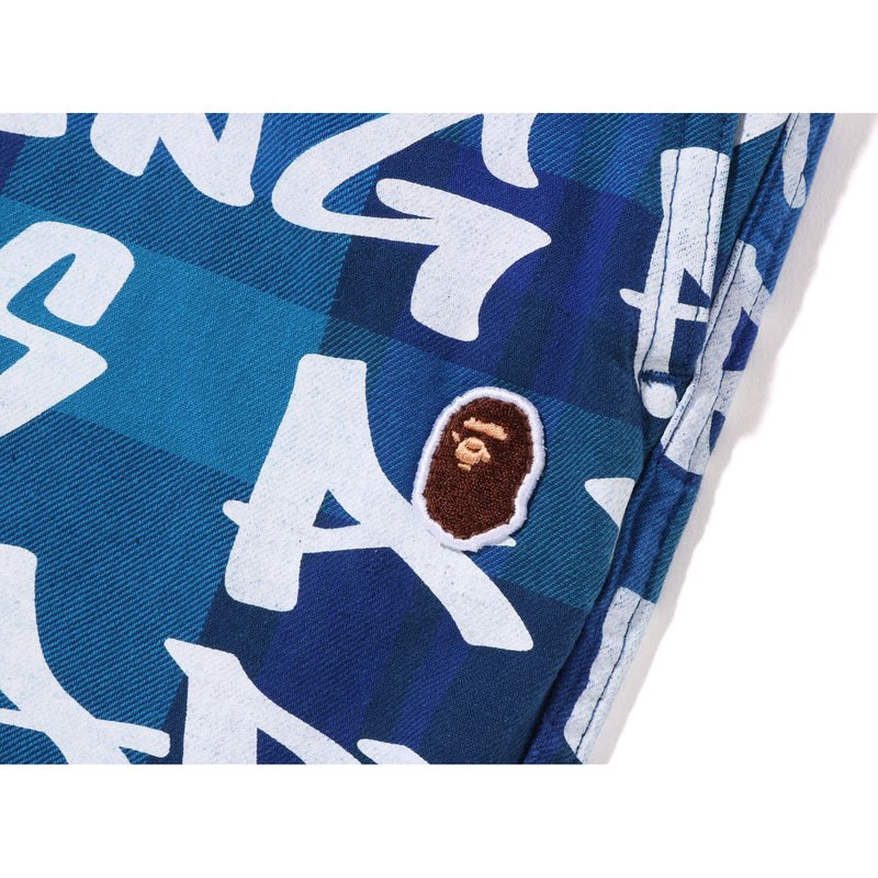 Men Bape Graffiti Check One Point Relaxed Fit Pants Pants Blue USA | PD2561151