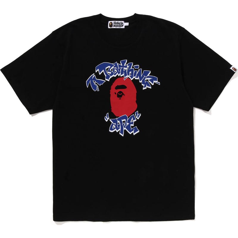 Men Bape Graffiti College Tee Cut And Sewn Black USA | CS2173413