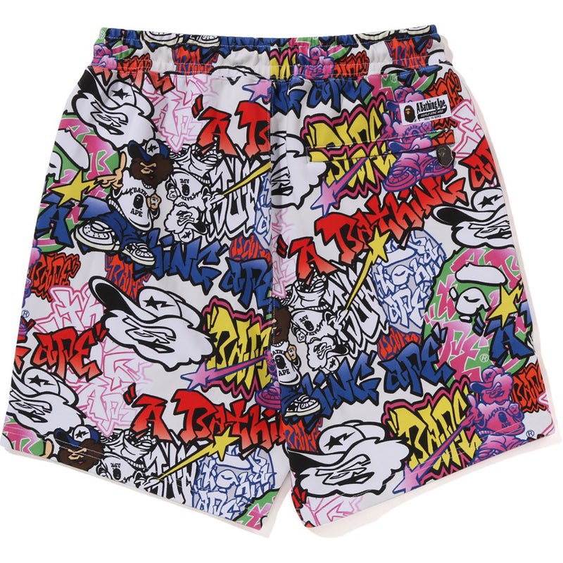 Men Bape Graffiti Pattern Beach Shorts Shorts Multicolor USA | EM7444544