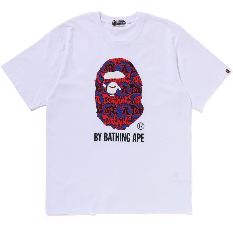 Men Bape Graffiti Pattern By Bathing Ape Tee Cut And Sewn White USA | XI8040700