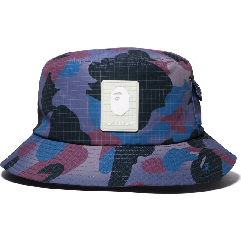 Men Bape Grid Camo Bucket Hat Caps Purple USA | AL6379739