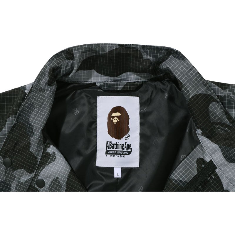 Men Bape Grid Camo Relaxed Fit Fish Tail Coat Jackets Black USA | HQ9155415