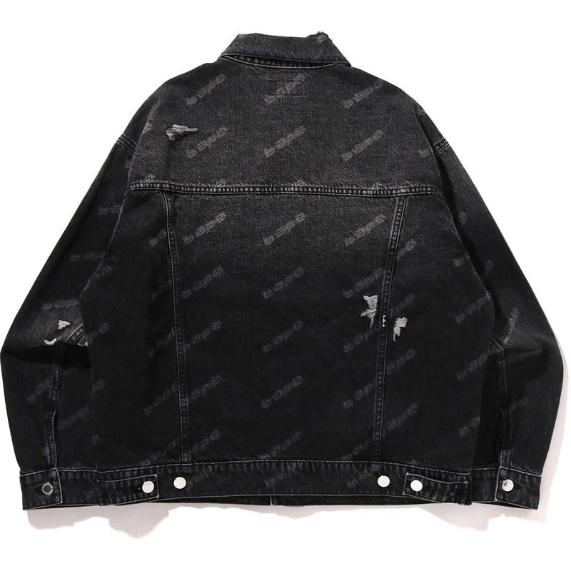 Men Bape Hexagram Laser Destroy Denim Jacket Jackets Black USA | DT7650660