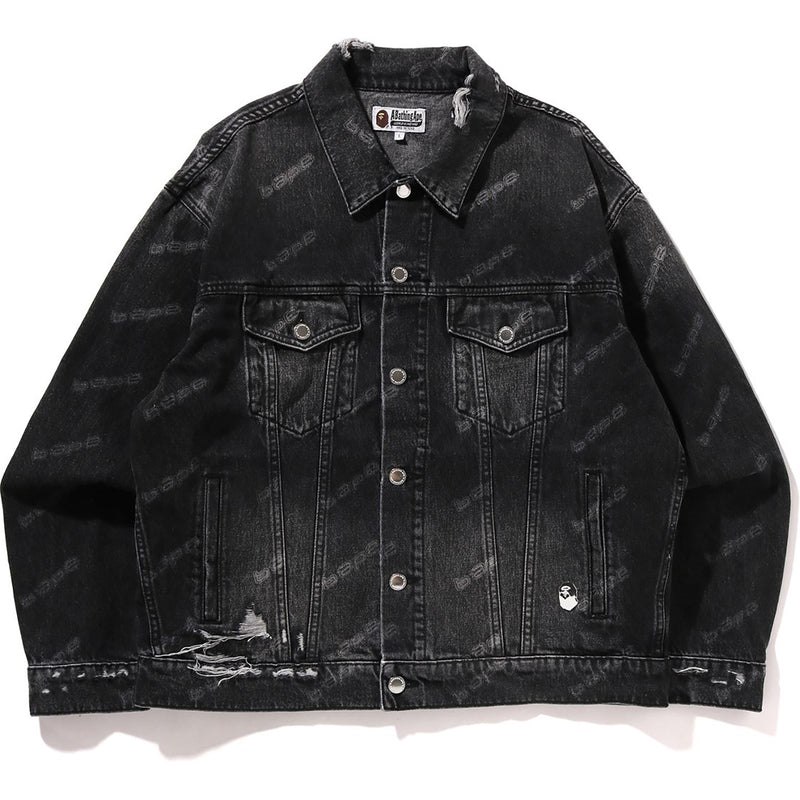 Men Bape Hexagram Laser Destroy Denim Jacket Jackets Black USA | DT7650660