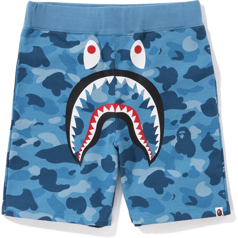 Men Bape Honeycomb Camo Shark Sweat Shorts Shorts Blue USA | LR2309139