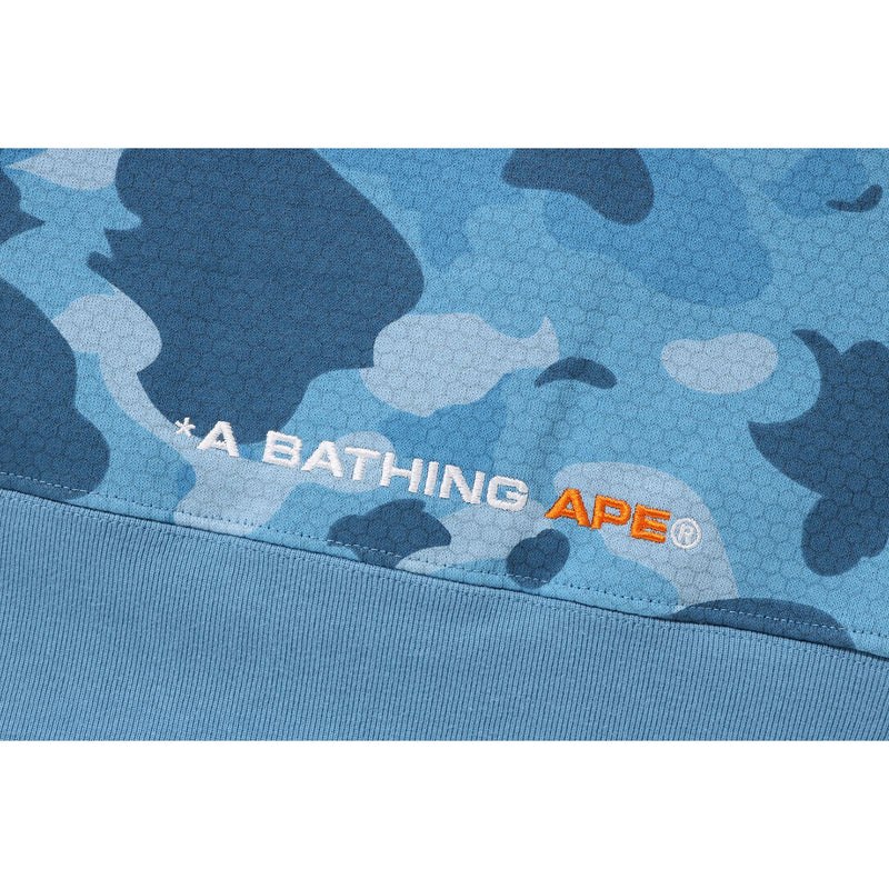 Men Bape Honeycomb Camo Side Zip Crewneck Sweatshirts Blue USA | EX5295425