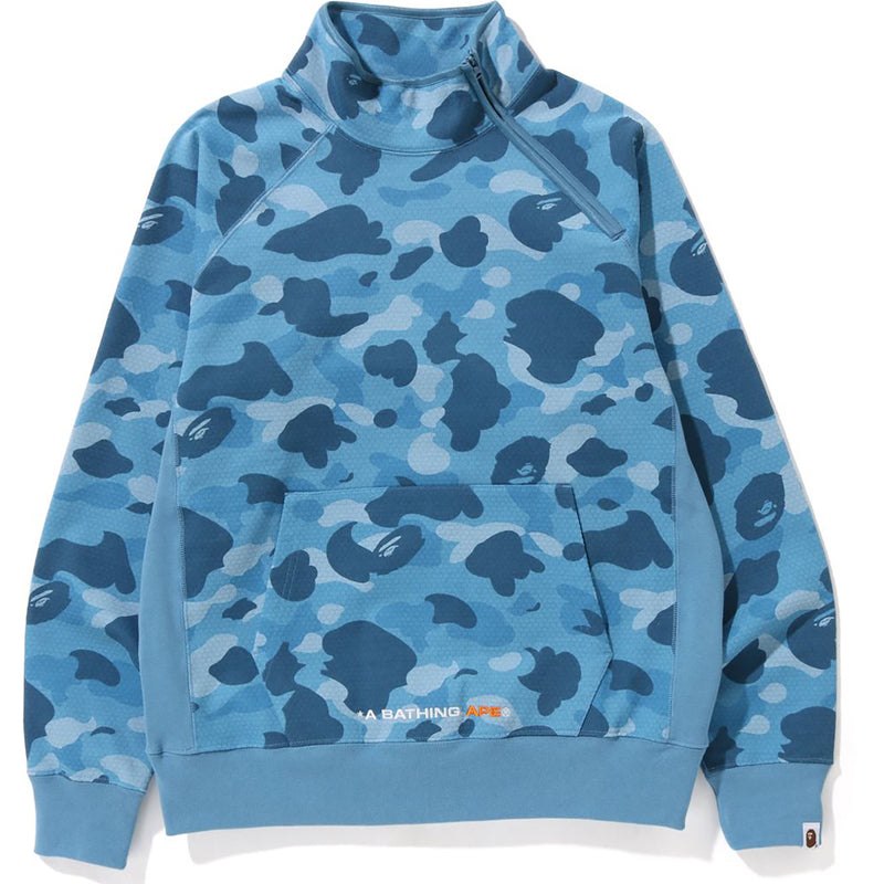 Men Bape Honeycomb Camo Side Zip Crewneck Sweatshirts Blue USA | EX5295425