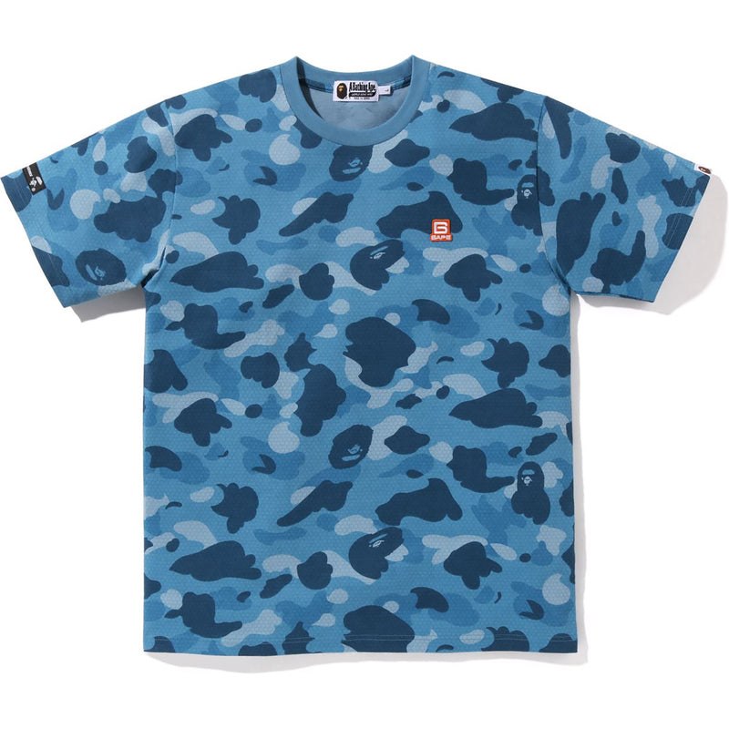 Men Bape Honeycomb Camo Tee Cut And Sewn Blue USA | UV2185415