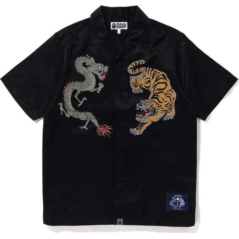 Men Bape Japanese Motif Relaxed Fit S/S Shirt Shirts Black USA | YX4382232