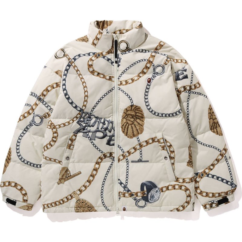 Men Bape Jewels Down Jacket Relaxed Fit Jackets White USA | SP7980290