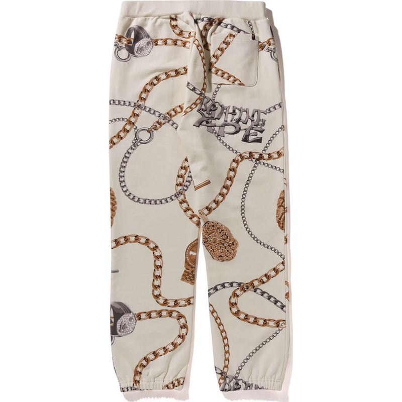 Men Bape Jewels Shark Sweat Pants Pants White USA | BP1770670