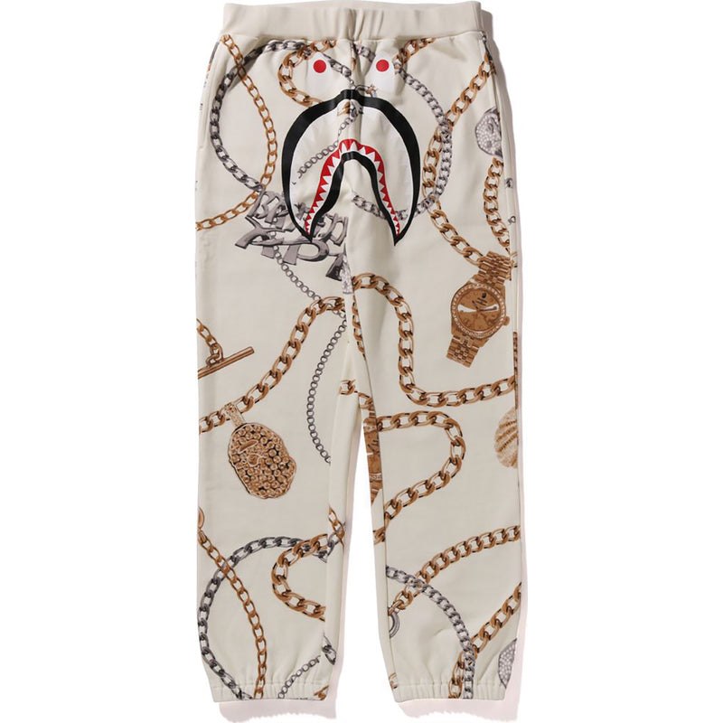 Men Bape Jewels Shark Sweat Pants Pants White USA | BP1770670