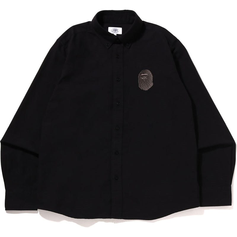 Men Bape Large Ape Head Oxford Bd Shirt Shirts Black USA | CB0229829