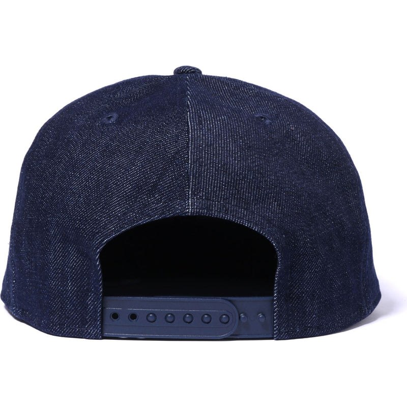 Men Bape Leather Patch New Era 9fifty Snap Back Cap Caps Indigo USA | XN8219829