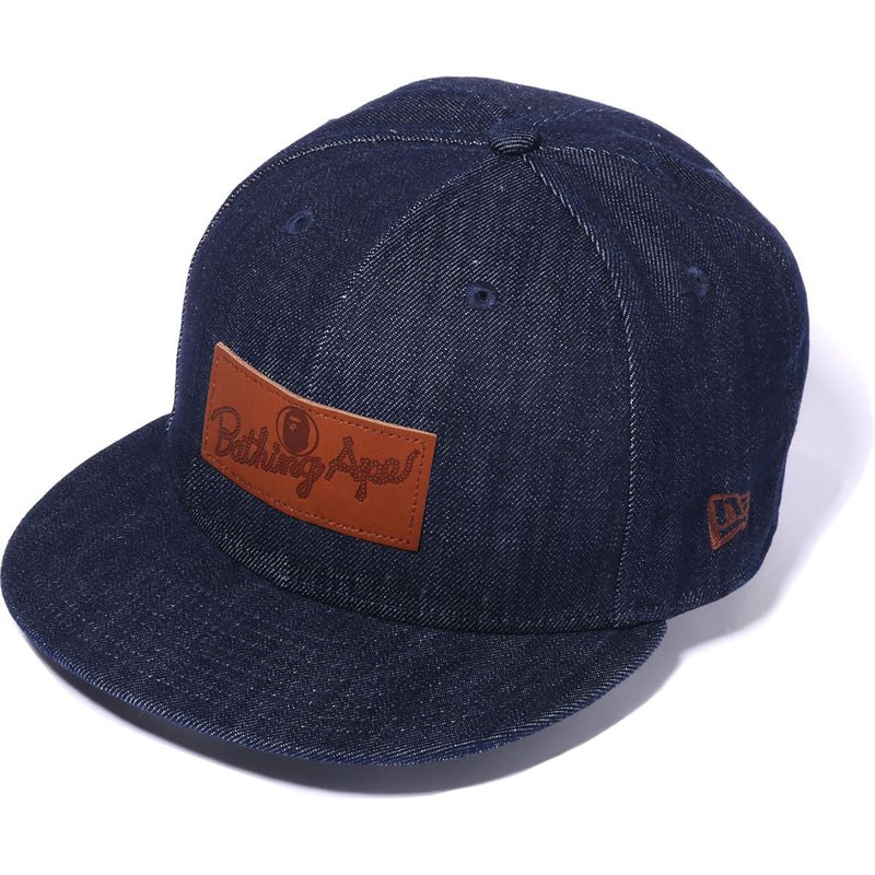 Men Bape Leather Patch New Era 9fifty Snap Back Cap Caps Indigo USA | XN8219829