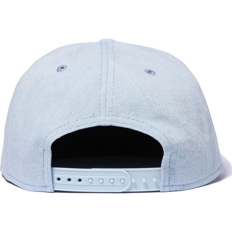 Men Bape Leather Patch New Era 9fifty Snap Back Cap Caps Light Indigo USA | DF0549759