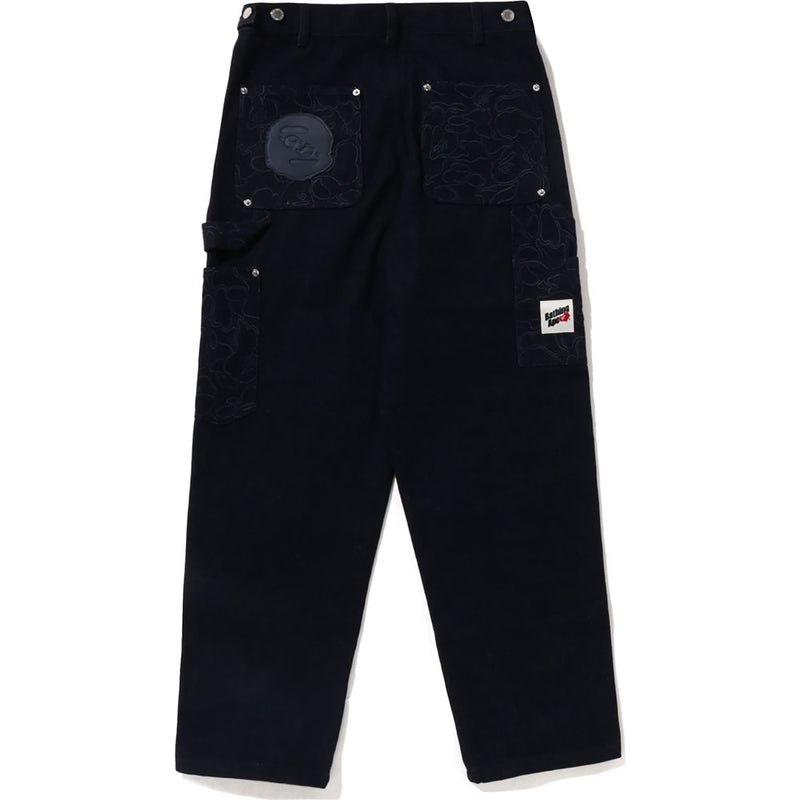 Men Bape Line Camo Patch Denim Double Knee Work Pants Pants Indigo USA | KA5849989