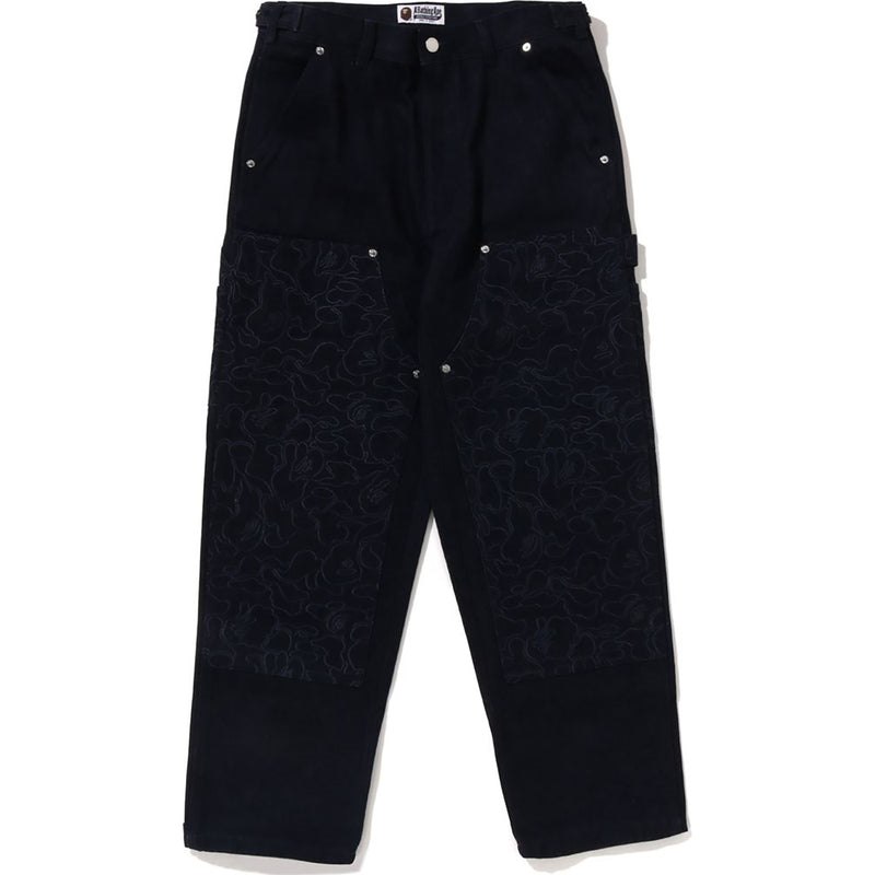 Men Bape Line Camo Patch Denim Double Knee Work Pants Pants Indigo USA | KA5849989