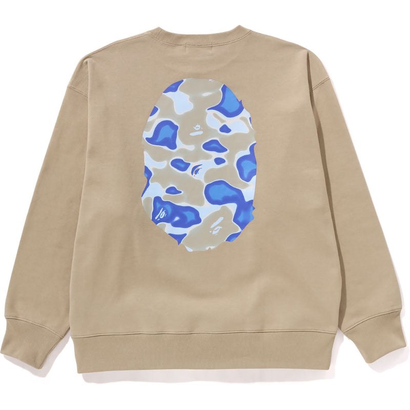 Men Bape Liquid Camo Ape Head Crewneck Sweat Relaxed Fit Sweatshirts Beige USA | MI7027107